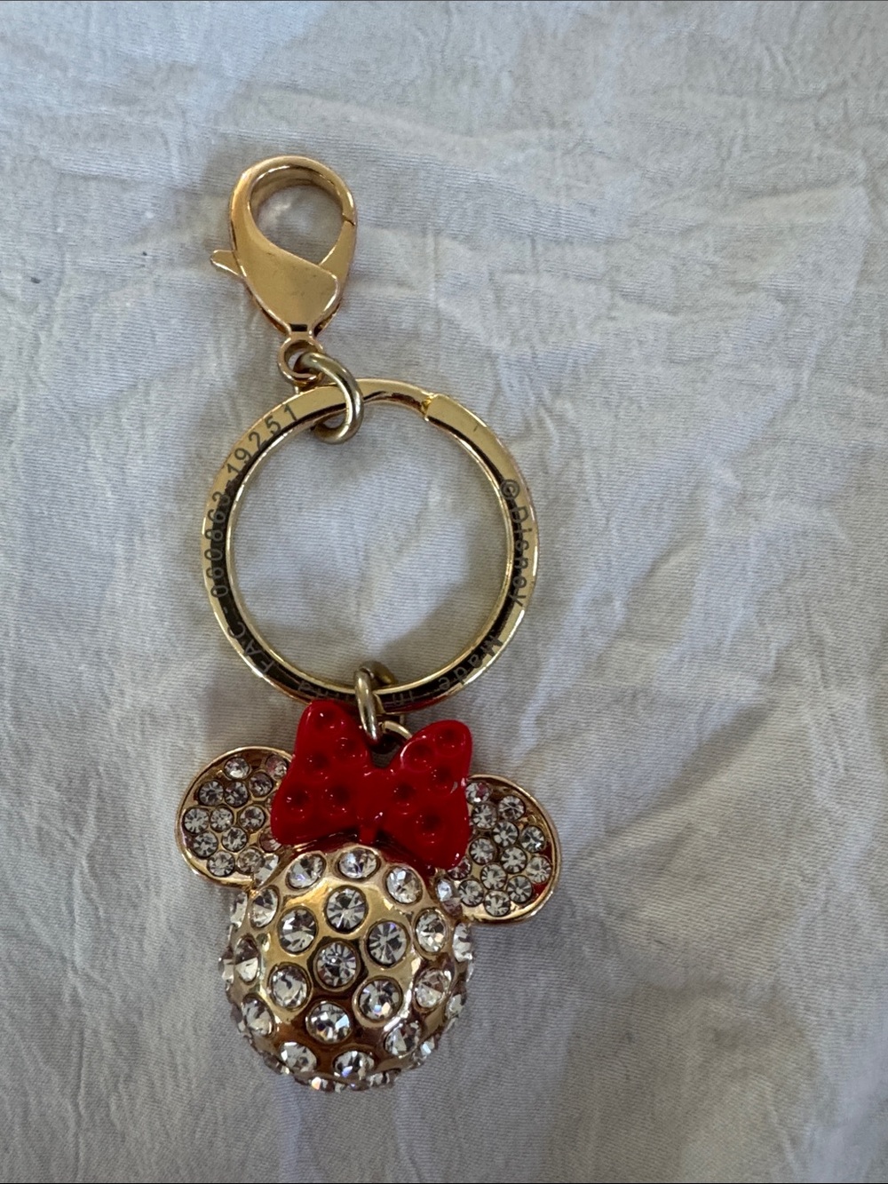 Crystal Minnie Keychain Charm with Red Bow